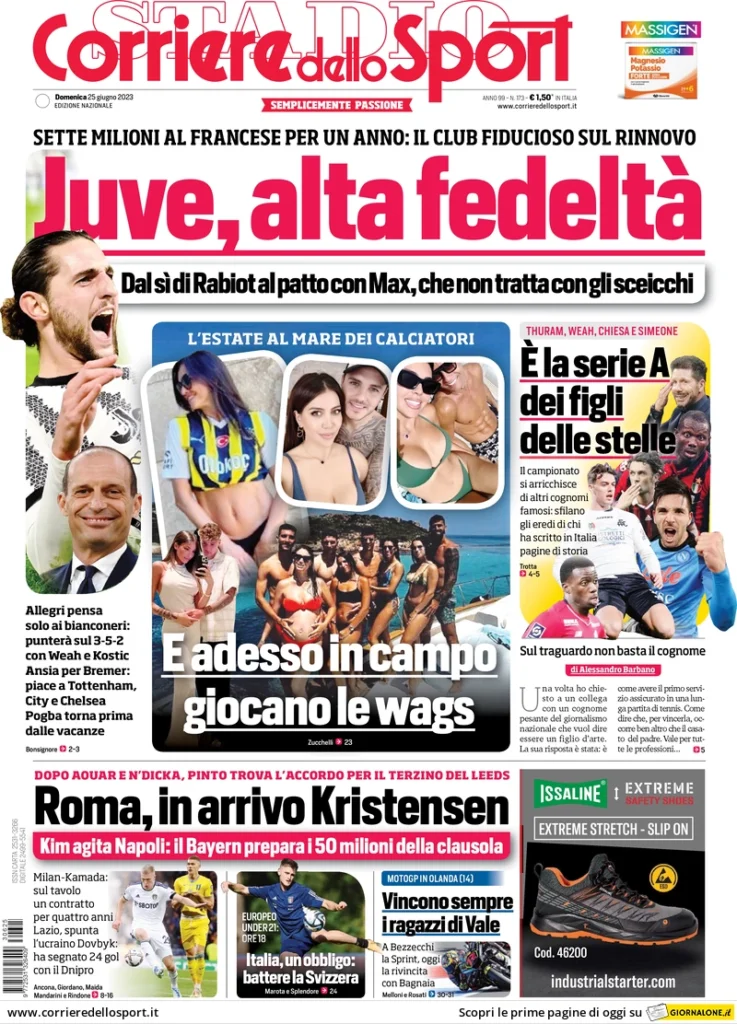 Prima pagina Corriere dello Sport (25 giugno 2023)