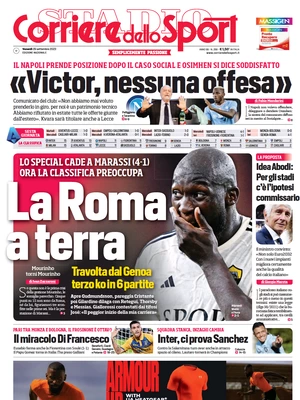 Prima pagina Corriere dello Sport - 29 settembre 2023