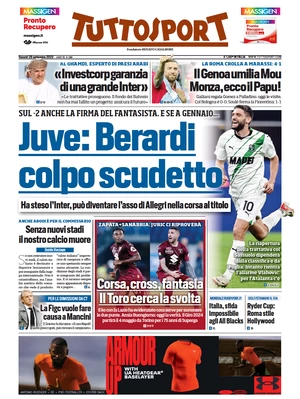 Prima pagina Tuttosport - 29 settembre 2023