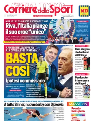 Prima pagina Corriere dello Sport 24 gennaio 2024