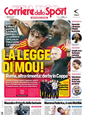 Prima pagina Corriere dello Sport (4 gennaio 2024)