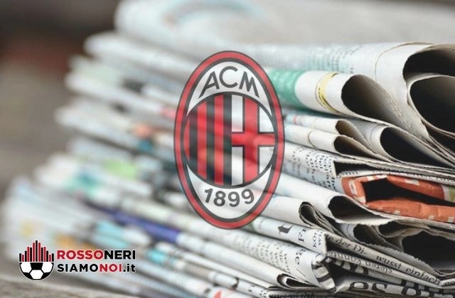 Prime pagine quotidiani sportivi con logo Milan