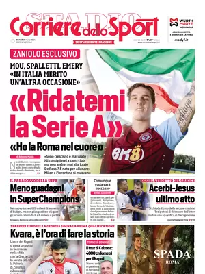 Prima pagina Corriere dello Sport (24 marzo 2024)