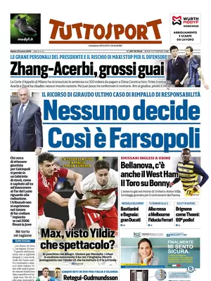 Prima pagina Tuttosport (23 marzo 2024)