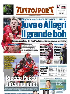 Prima pagina Tuttosport (11 marzo 2024)