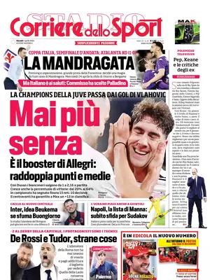 Prima pagina Corriere dello Sport (4 aprile 2024)