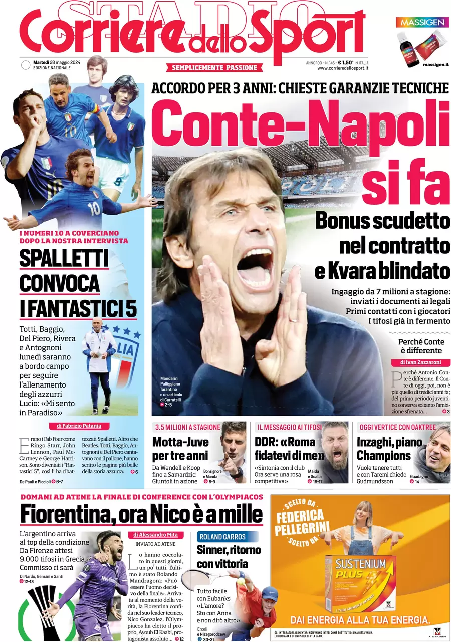 Prima pagina Corriere dello Sport 28 maggio 2024