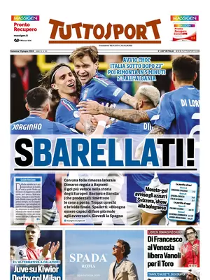 Prima pagina Tuttosport (16 giugno 2024)