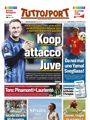 Prima pagina Tuttosport (19 giugno 2024)