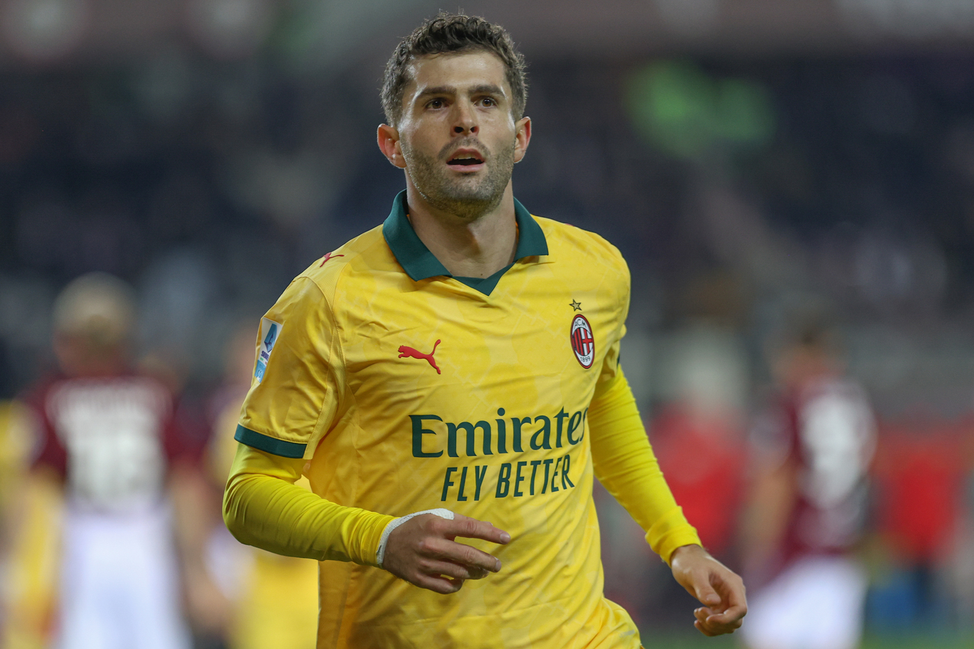 L'attaccante del Milan Christian Pulisic in campo contro il Torino in Serie A Rossonerisiamonoi.it