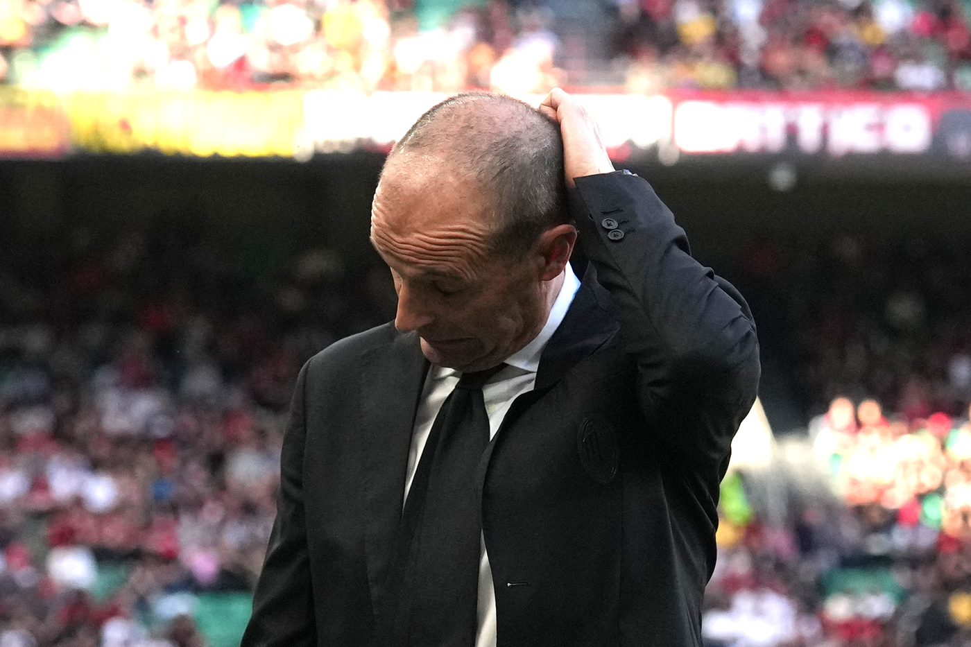 Il tecnico del Milan Massimiliano Allegri al Meazza durante la gara con l'Udinese Rossonerisiamonoi.it